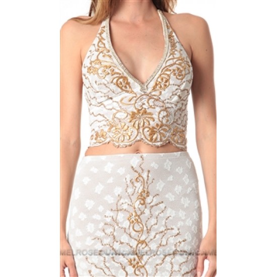 Baccio Couture White & Gold Sussy Top