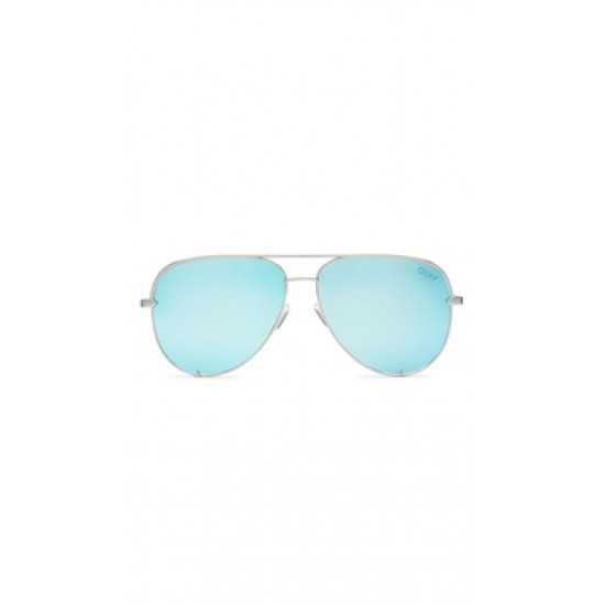 Quay Silver/Blue Lens \'High Key\' Sunglasses