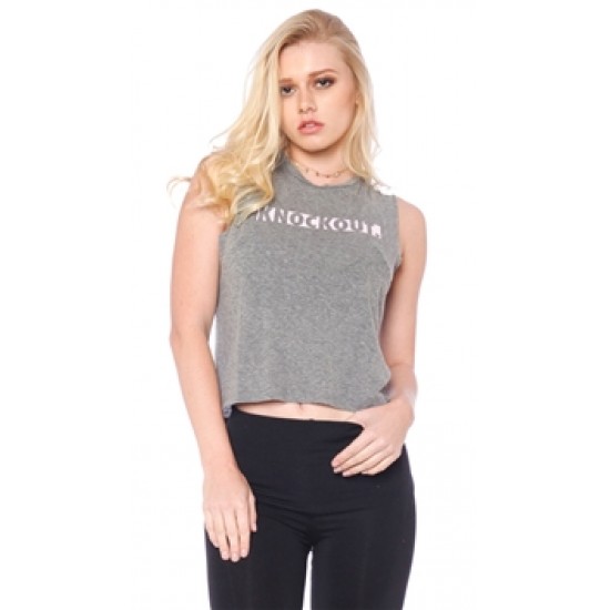 Good hYOUman Heather Gray \'Lili\' -Knock Out- Crop Top