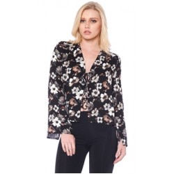 Olivaceous Brownstone Floral Lace-Up Top