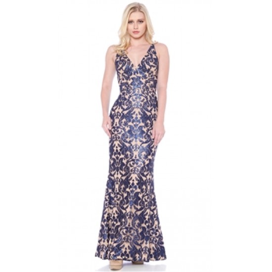 Dress The Population Navy & Nude \'Karen\' Gown