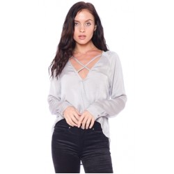 Olivaceous Heather Gray Strappy Blouse