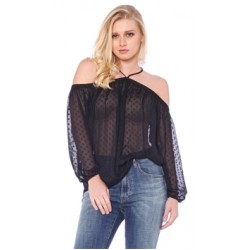 Olivaceous Black Polka Dot Off-Shoulder Top