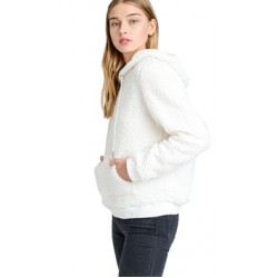 Love Tree Ivory Super Soft Sherpa Front Pocket Hoodie Pullover