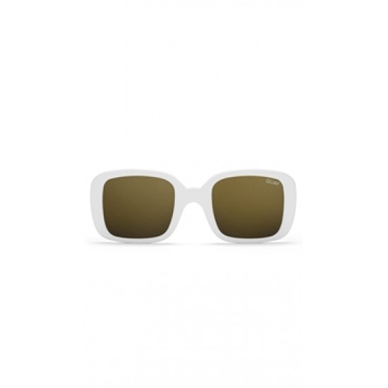 Quay White Frame/Gold Mirror Lens 20\'s Sunglasses