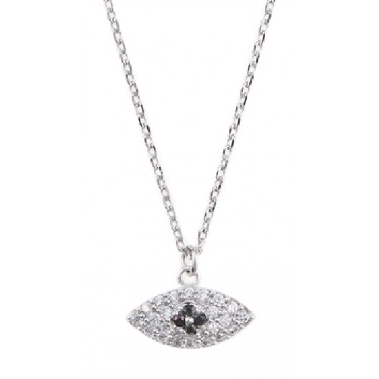 Theia White Gold Necklace With Evil Eye