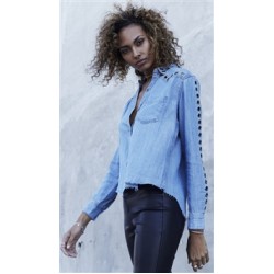 Rails Medium Vintage Denim 'Clayton' Cut Off Button Up Top