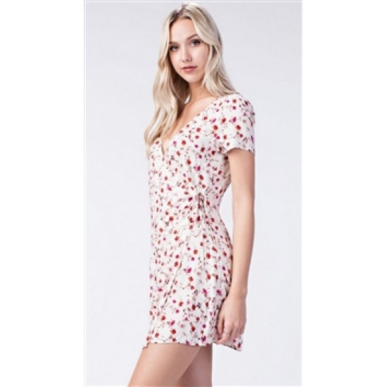 Honey Punch Floral Wrap Mini Dress