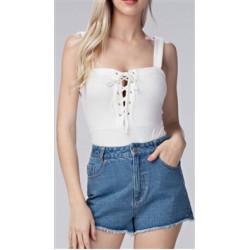 Honey Punch Ivory 'Knit Lace-Up' Bodysuit