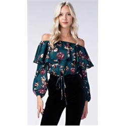 Honey Belle Hunter Green Ruffled Top