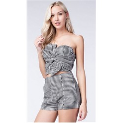 Honey Punch Gingham Bandeau Top