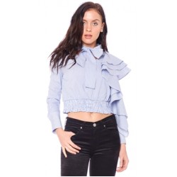 Stylekeepers Pinstriped Baby Blue 'The Cypress' Ruffled Top