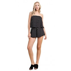 Honey Punch Black Polka Dot Print Romper