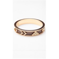 House of Harlow 14kt Yellow Gold Plated Aztec Bangle with Khaki Leather