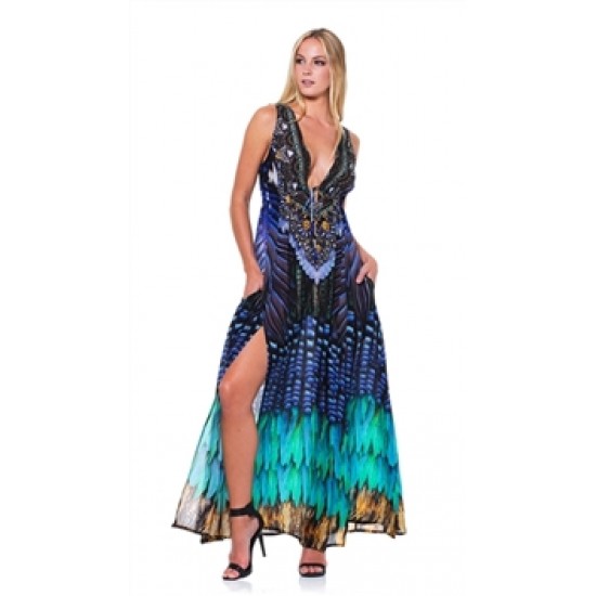 Parides Blue Jay Long Maxi Dress