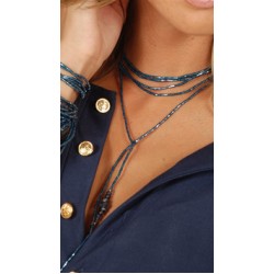 Sharon K Blue Necklace w/ Navy Semiprecious Stones