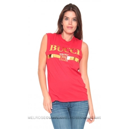 Brian Lichtenberg Red Bucci Muscle Tee with Gold Foil