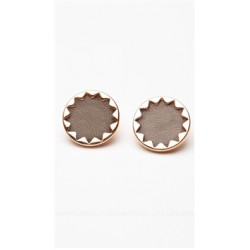 House of Harlow 14 kt Gold Plated Sunburst Button Earrings with Khaki Leather