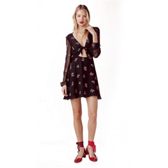 For Love & Lemons Cherry Twist Mini Dress