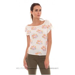 Chaser White Neon Floral Lips Tee