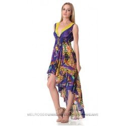 Parides Jamun Tropical Print High Low Dress