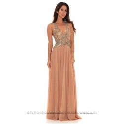 Ema Savahl Nude Sheer Empire Long Dress All hand-made orders may take up to 7 days to ship
