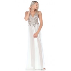 Ema Savahl White & Gold 'Aurora' Gown
