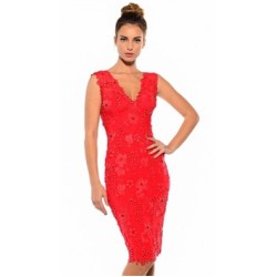 Ema Savahl Red 'English Garden' Midi Dress
