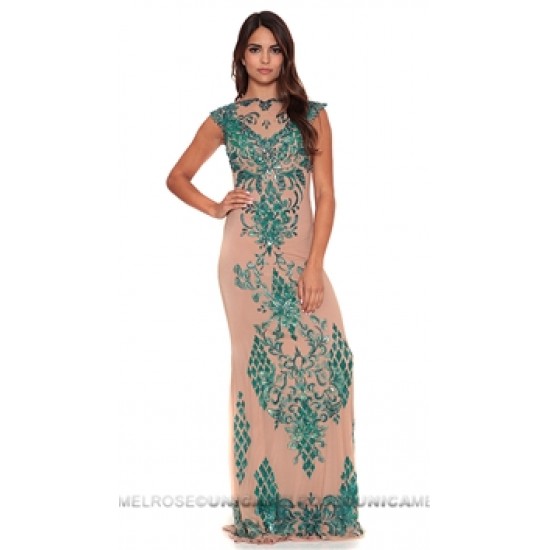 Ema Savahl Green V Front Aurora Long Dress All hand-made orders may take up to 7 days to ship