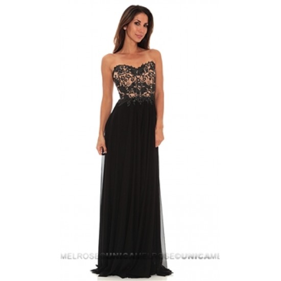 Ema Savahl Black Sheer Waist Strapless Long Dress All hand-made orders may take up to 7 days to ship