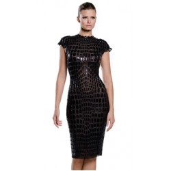 Ema Savahl Black Crocodile Cocktail Dress All hand-made orders may take up to 7 days to ship