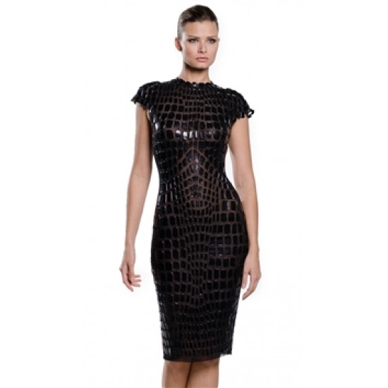 Ema Savahl Black Crocodile Cocktail Dress All hand-made orders may take up to 7 days to ship