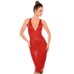 Ema Savahl Red 'Crocodile' Midi Dress