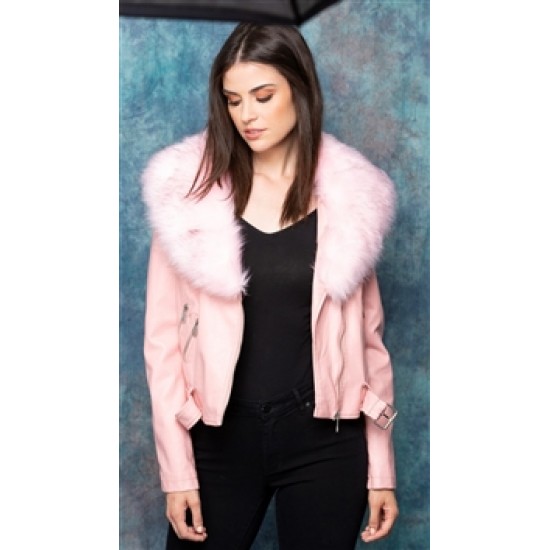 COALITION LA Pink Issa Moto Glam Jacket