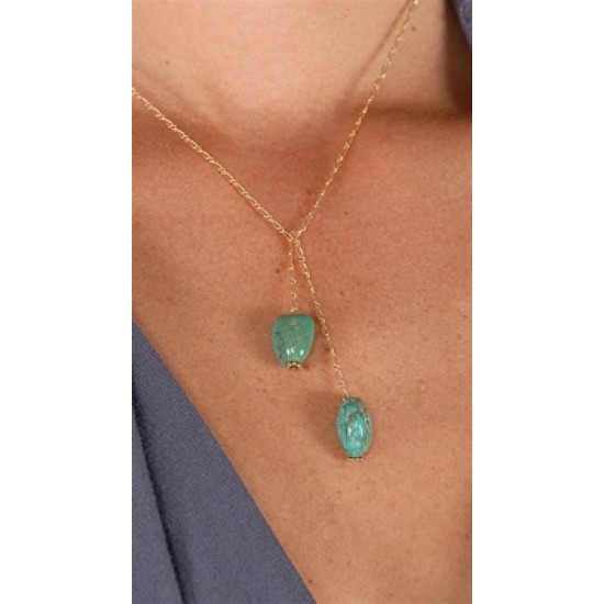 Dylan A. Designs Green Turquoise Necklace, Gold Filled with Semi Precious Stones