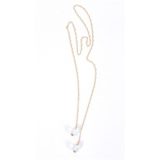 Dylan A. Designs White Necklace, Gold Filled with Semi Precious Stones