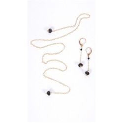 Dylan A. Designs Black Onix Earring and Necklace Set, Gold Filled with Semi Precious Stones