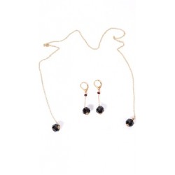 Dylan A. Designs Maroon Garnet Earring and Necklace Set, Gold Filled with Semi Precious Stones
