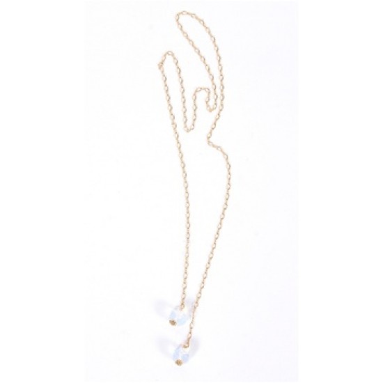 Dylan A. Designs White Earring and Necklace Set, Gold Filled with Semi Precious Stones