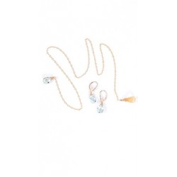 Dylan A. Designs Yellow Citrine Earrings and Necklace Set, Gold Filled with Semi Precious Stones
