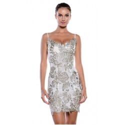 Ema Savahl Silver Cocktail Dress All hand-made orders may take up to 7 days to ship