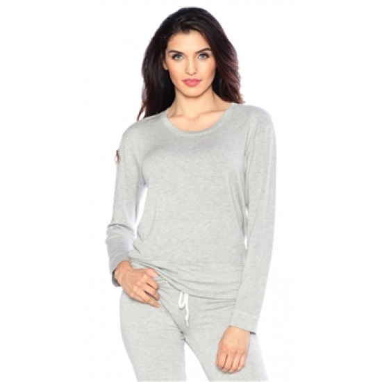 Monrow Heather Gray Crew Neck Sweat Shirt