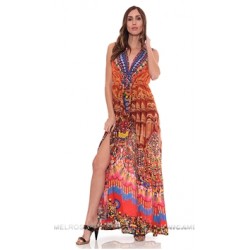 Parides Fushia Heritage Long Maxi Dress