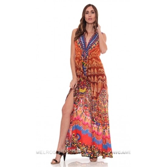 Parides Fushia Heritage Long Maxi Dress