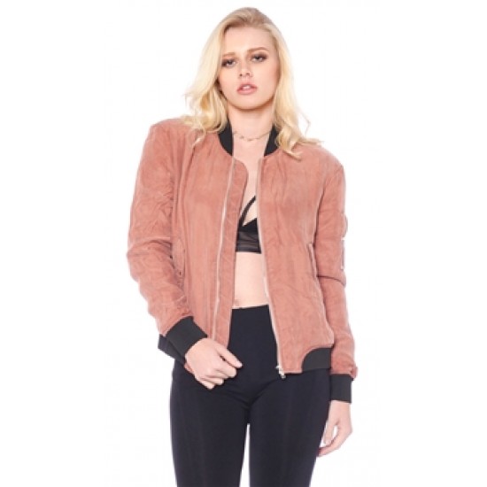 Emory Park Mauve Cupro Bomber Jacket