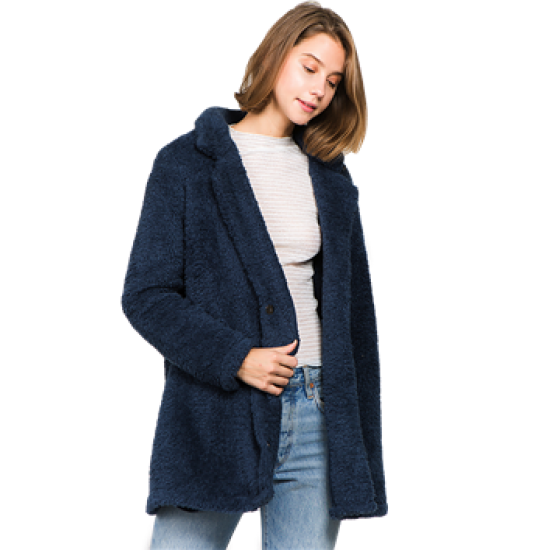 LUNIK Navy Fur Jacket