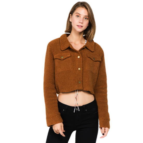 LUNIK Ginger Cropped Teddy Jacket