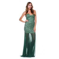 Baccio Couture Green Lola Hand Painted Maxi Dress