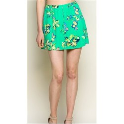 LUNIK Green Button Detail Mini Skirt