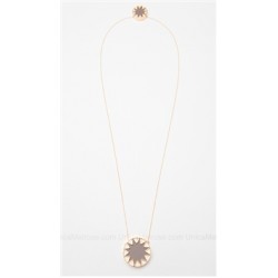 House of Harlow 14 kt Gold Plated Starburst Stations Necklace with Khaki Leather and Pave